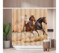 Woutay Shower Curtain Water Repellant Fabric Horse Run in Desert Sand Storm,Mould Proof Resistant,Polyester,Size 180x180CM