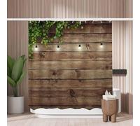 Woutay Shower Curtain Water Repellant Fabric Lamps Over Wooden Board,Mould Proof Resistant,Polyester,with 12 Plastic Hooks
