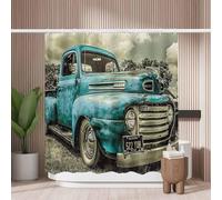 Woutay Shower Curtain Water Repellant Fabric Retro Cars,Mould Proof Resistant,Polyester,with 12 Plastic Hooks