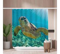 Woutay Shower Curtain Water Repellant Fabric Sea Turtle,Mould Proof Resistant,Polyester,with 12 Plastic Hooks