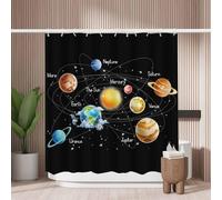 Woutay Shower Curtain Water Repellant Fabric Solar System,Mould Proof Resistant,Polyester,with 12 Plastic Hooks