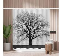Woutay Shower Curtain Water Repellant Fabric Tree Silhouette,Mould Proof Resistant,Polyester,Size 180x180CM