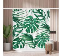Woutay Shower Curtain Water Repellant Fabric Tropical Palm Leaves,Mould Proof Resistant,Polyester,with 12 Plastic Hooks
