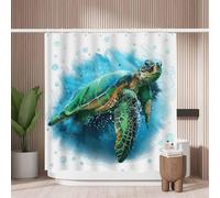 Woutay Shower Curtain Water Repellant Fabric Watercolor Sea Turtle,Mould Proof Resistant,Polyester,with 12 Plastic Hooks