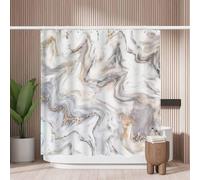 Woutay Shower Curtain Water Repellant Fabric White Marble Texture,Mould Proof Resistant,Polyester,with 12 Plastic Hooks