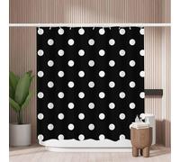 Woutay Shower Curtain Water Repellant Fabric White Polka Dot Pattern,Mould Proof Resistant,Polyester,with 12 Plastic Hooks