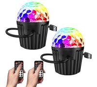 Wouueso 2-Pack Portable Mini Disco Ball Light for Party, RGB DJ Strobe Light with Remote Control, Sound Activated Stage Lights
