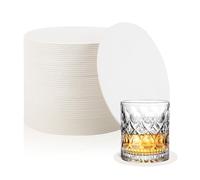 Wouueso 200 Count White Round Cardboard Coasters, 4 Inch - Thick Paper Coasters for Wedding Receptions, Bars, and Catering