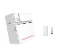 Wouueso C19 Thermal Printer Bluetooth Barcode Label Maker for Office Commercial Pocket Mini Bluetooth Printer with Label Easy Install Easy to Use Pink