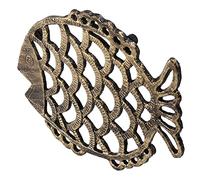 Wouueso Cast Iron Fish Trivet, 7.5X6Inch Decorative Vintage Pattern for Cookware and Hot Dishes with