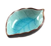 Wouueso Ceramic Leaf-Shaped Seasoning Dish, Ice Crack Glaze, Small Soy Sauce Vinegar Bowl, Kitchen Accessory A