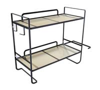 Wouueso Multifunctional Storage Rack Above Toilet 2-Story Bathroom Storage Rack Storage Rack with Toilet Paper Rack Black Type