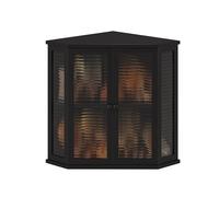 WouZglk Corner Bread Box for Kitchen Counter, Black Bamboo Bread Box with Real Glass Door, Double Layer Space Saving Bread Storage for Homemade Bread