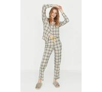 WOVCOR 2-Piece 100% Cotton Argyle Knit Pajama Set - Beige - L