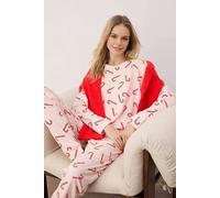 WOVCOR 2-Piece 100% Cotton Christmas Themed Knit Pajama Set - Pink - M