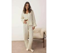 WOVCOR 2-Piece 100% Cotton Polka Dot Muslin Woven Pajama Set - Ecru - 8