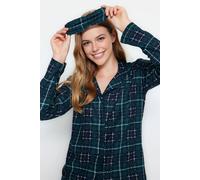 Wovcor 2-Piece Checked Knit Pajama Set With Sleep Band In Green Green