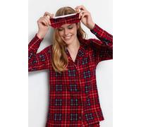Wovcor 2-Piece Checked Knit Pajama Set With Sleep Band In Red Red L