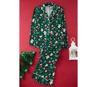 WOVCOR 2-Piece Christmas Themed Knit Pajama Set - Green - XL