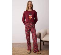 Wovcor 2-Piece Cotton Christmas Pyjama Set In Burgundy Burgundy M