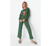 Wovcor 2-Piece Cotton Christmas Pyjama Set In Green Green M