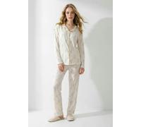 WOVCOR 2-Piece Cotton Floral Trimmed Ribbed Pajama Set - Multi - M