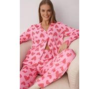 Wovcor 2-Piece Cotton Leopard Heart Knit Pajama Set In Pink Pink