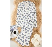 Wovcor 2-Piece Cotton Leopard Heart Knit Pajama Set In White White
