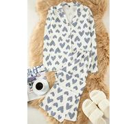 WOVCOR 2-Piece Cotton Leopard Heart Knit Pajama Set - White - XS