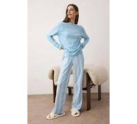 WOVCOR 2-Piece Cotton Striped Knit Pajama Set - Blue - M