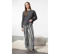 WOVCOR 2-Piece Cotton Striped Knit Pajama Set - Dark Grey - S