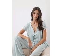 WOVCOR 2-Piece Ethnic Patterned Pajama Set with Ruffle and Tie Details - Multi - 8