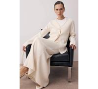 Wovcor 2-Piece Gold Button Detail V Neck Knitted Cardigan And Skirt Co-Ord In Ecru Ecru