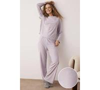 WOVCOR 2-Piece Heart Patch Knit Pajama Set - Lilac - S
