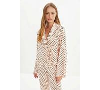 WOVCOR 2-Piece Heart Print Viscose Woven Pajama Set with Tie Detail - Pale Pink - 8