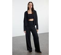 Wovcor 2-Piece Hooded Knit Top & Pants Set In Black Black