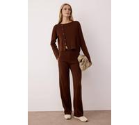Wovcor 2-Piece Knit Asymmetric Button-Front Sweater And Wide-Leg Trouser Set In Brown Brown