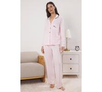 Wovcor 2-Piece Knit Piping Pocket Detail Long Sleeve Pajama Set In Pink Pink L