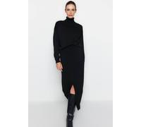 Wovcor 2-Piece Knit Turtleneck Sweater & Skirt Set In Black Black S