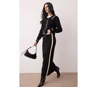 Wovcor 2 Piece Knitted Heart Button Cardigan And Skirt Co-Ord Set In Black Black