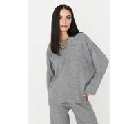 Wovcor 2-Piece Loose Fit Basic Ribbed Knit Top & Pants Set In Grey Grey S