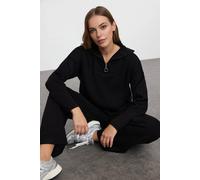 Wovcor 2-Piece Loose Fit Zip-Up Knit Top & Pants Set In Black Black