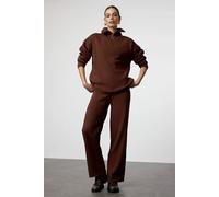 Wovcor 2-Piece Loose Fit Zip-Up Knit Top & Pants Set In Brown Brown