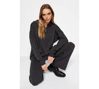Wovcor 2-Piece Loose Fit Zip-Up Knit Top & Pants Set In Dark Grey Dark Grey