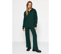 Wovcor 2-Piece Loose Fit Zip-Up Knit Top & Pants Set In Green Green