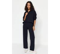 Wovcor 2-Piece Loose Fit Zip-Up Knit Top & Pants Set In Navy Navy