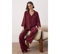 Wovcor 2-Piece Printed Woven Pajama Set In Burgundy Burgundy