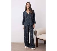 Wovcor 2-Piece Printed Woven Pajama Set In Dark Navy Dark Navy