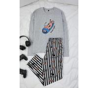 WOVCOR 2-Piece Regular Fit Cat Print Cotton Knit Pajama Set - Multi - M