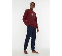 WOVCOR 2-Piece Regular Slogan Printed Knit Pajama Set - Burgundy - M